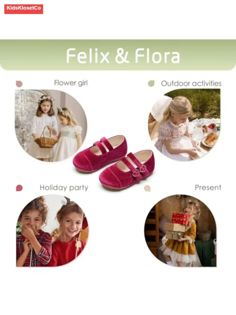 Toddler Girls Mary Jane Flats Velvet Dress Shoes